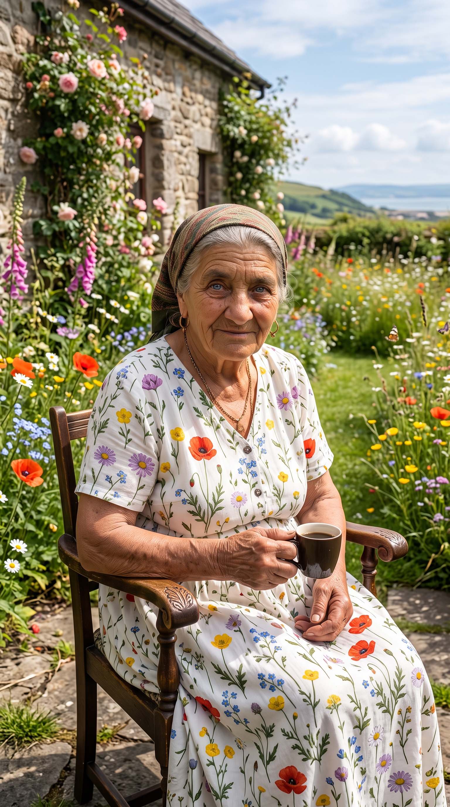 Nana Sybil by her cottage garden